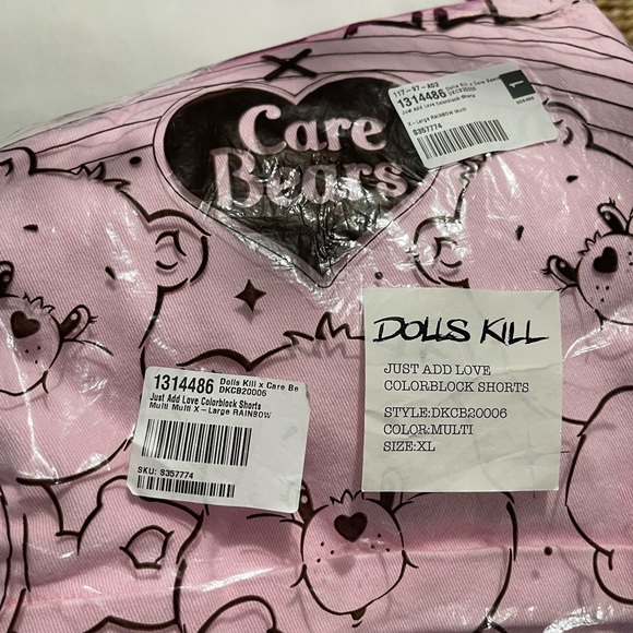Dolls kill care bear colorblock shorts